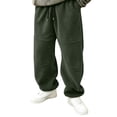 thumbnail image 2 of Mifsaly Mens Fleece Pants Warm Thick Winter Jogger Pants Casual Loose Fit Elastic Waistband Lounge Bottoms with Pockets Green,XXXL, 2 of 9