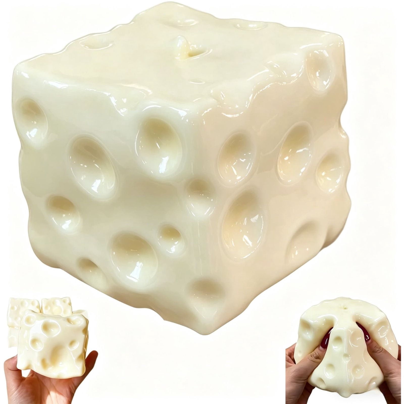 Squeezy Cheese Block - Coconut Oil  Ultra-Soft No Rebound Jumbo Squishy Cheese , Stress Relief Toy for Adults, Focus & Relaxation