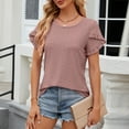 thumbnail image 4 of Diufon Summer Tops for Women Crew Neck Ruffle Short Sleeve Shirts Casual Loose Tunic Clothes, 4 of 7