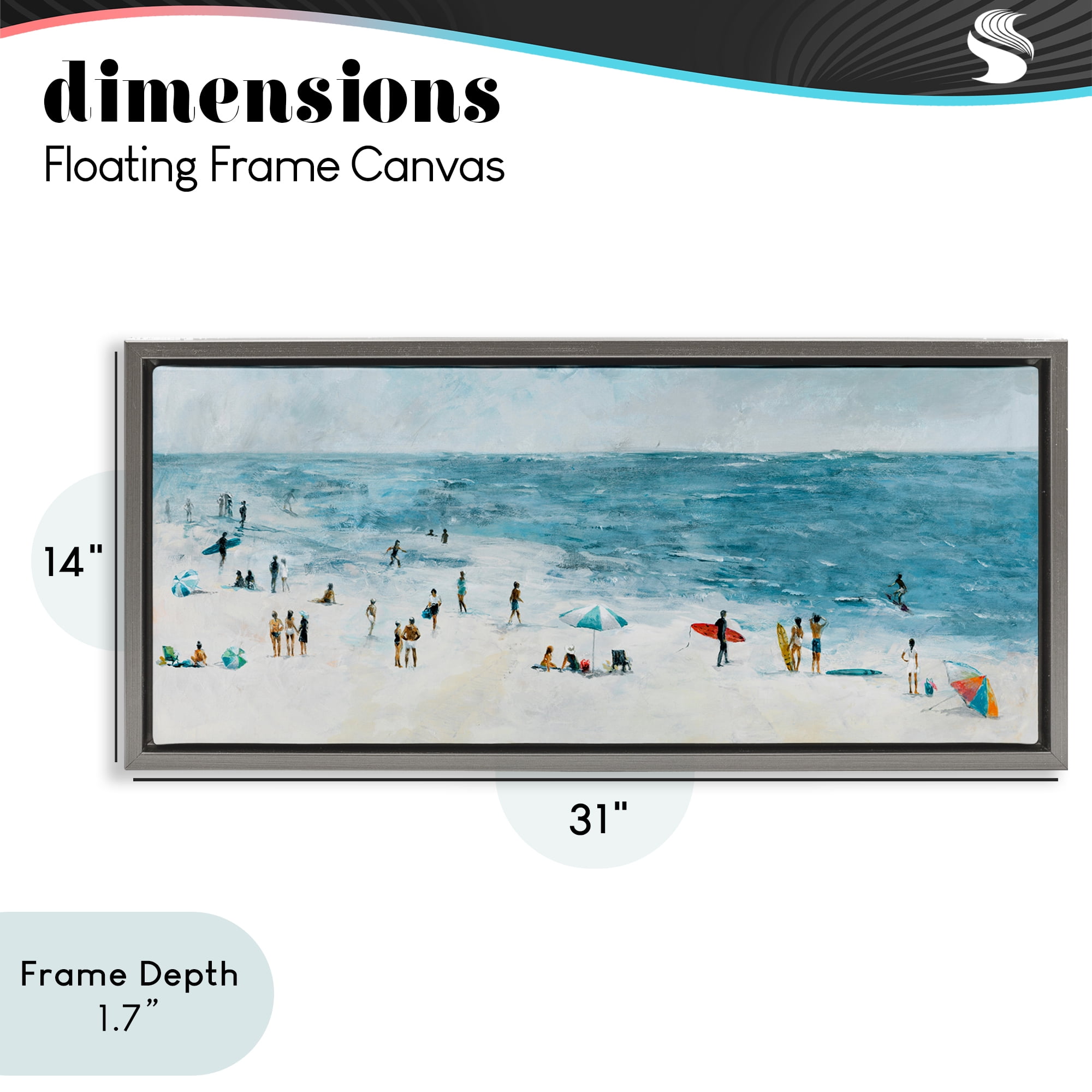 Stupell Industries Busy Beach Coastal Scene Gray Framed Floater Canvas Wall Art, design by Lorenzo Collective