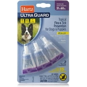 Hartz UltraGuard Flea & Tick Drops for Dogs & Puppies 31-60lbs - 3 Monthly Treatment