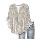 thumbnail image 2 of Tejiojio Women's Casual Printed Top Lace Trim V-Neck 3/4 Sleeves Button Down Fashionable Daily Wear, 2 of 6