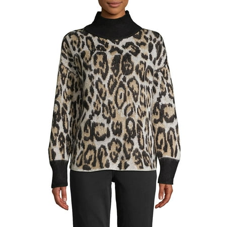 Cheetah-Print Turtleneck Sweater