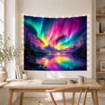 thumbnail image 5 of Mountain Lake Hyper with Nocturnal Flowing Aurora Borealis, Mystical Fantasy for Space Lovers, Galaxy Room Decor, Housewarming Gift, Tapestry Wall Hanging for Bedroom and Dorm, 5 of 7
