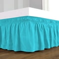 thumbnail image 2 of D.N.G. BEDDINGS 1 Piece Wrap Around Bed Skirt, 18 Inch Deep Pocket, 800 Thread Cotton 100% Egyptian Cotton, Full Size (54" x 75") Inch, Solid Turquoise Blue, 2 of 3