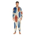 thumbnail image 3 of 1 Piece Adult Onesie Pajamas Cozy & Loose-Fit Sleepsuit Loungewear with Pockets Blue Splashes Artistic Pattern Large, 3 of 7