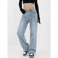 thumbnail image 5 of EMMIOL Women's CHICAGO Letter Print Baggy Boyfriend Jeans, High Rise Dark Wash Wide Leg Vintage Y2K Denim Pants Suitable for Independence Day, 5 of 7