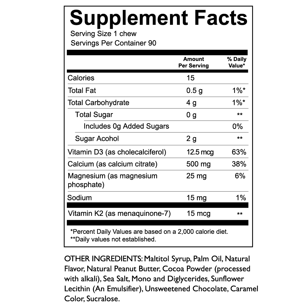 Celebrate Vitamins Calcium Soft Chew Combos, 500 mg Calcium Citrate with Vitamin D, Peanut Butter Chocolate, 90 count