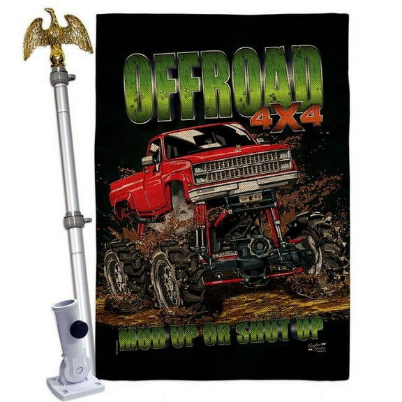 Angeleno Heritage HS130408-DB-02 Offroad Interests Vehicle 28 x 40 in. Double-Sided Decorative Vertical House Flag Set for Decoration Banner Garden Yard Gift