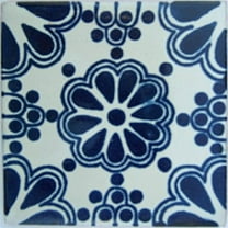 4.2x4.2 Blue Bouquet Talavera Mexican Tile, Set of 9 pcs