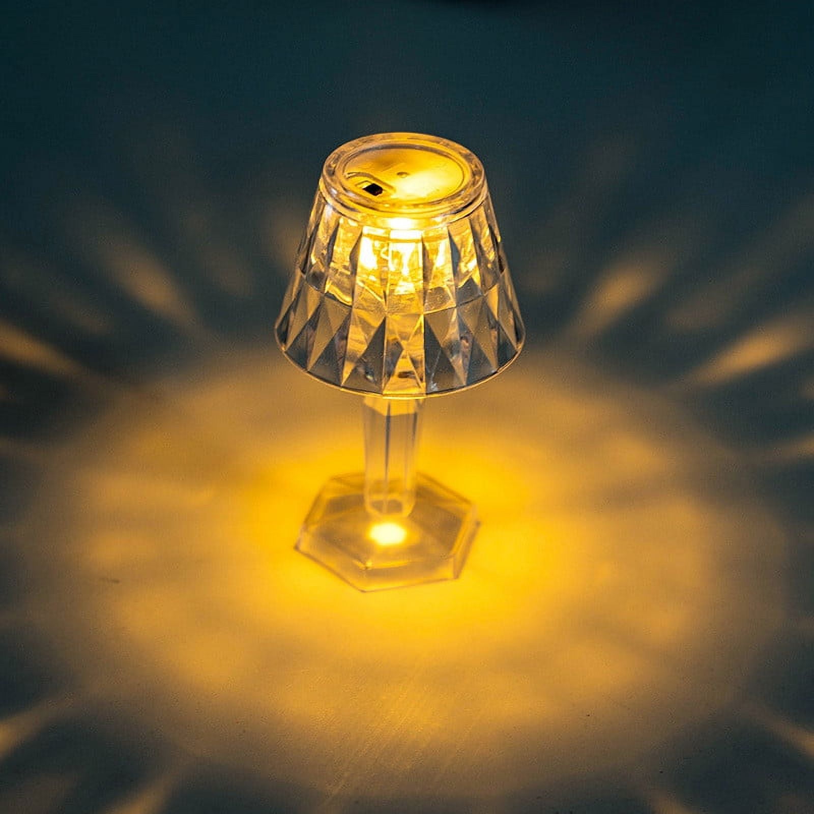 Clearance Under $5! Portable Crystal Table Lamp,Acrylic Cordless LED Desk Lamp with Touch Control, Rechargeable Lamp, Night Light, Bedside Lamp,Dining Room Lamp A