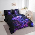 thumbnail image 2 of jejeloiu Colorful Jellyfish Print 7-Piece Twin Bedding,Neon Coral Pattern Bedding Comforter Set For Boys,Purple Black,Black Reversible, 2 of 7