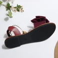 thumbnail image 5 of KIJBLAE Plus Size Women's Bow Decor Casual Flat Sandals, Solid Round Open Toe Minimalist Style, Soft Lightweight Daily Summer Shoes Wine 37, 5 of 9