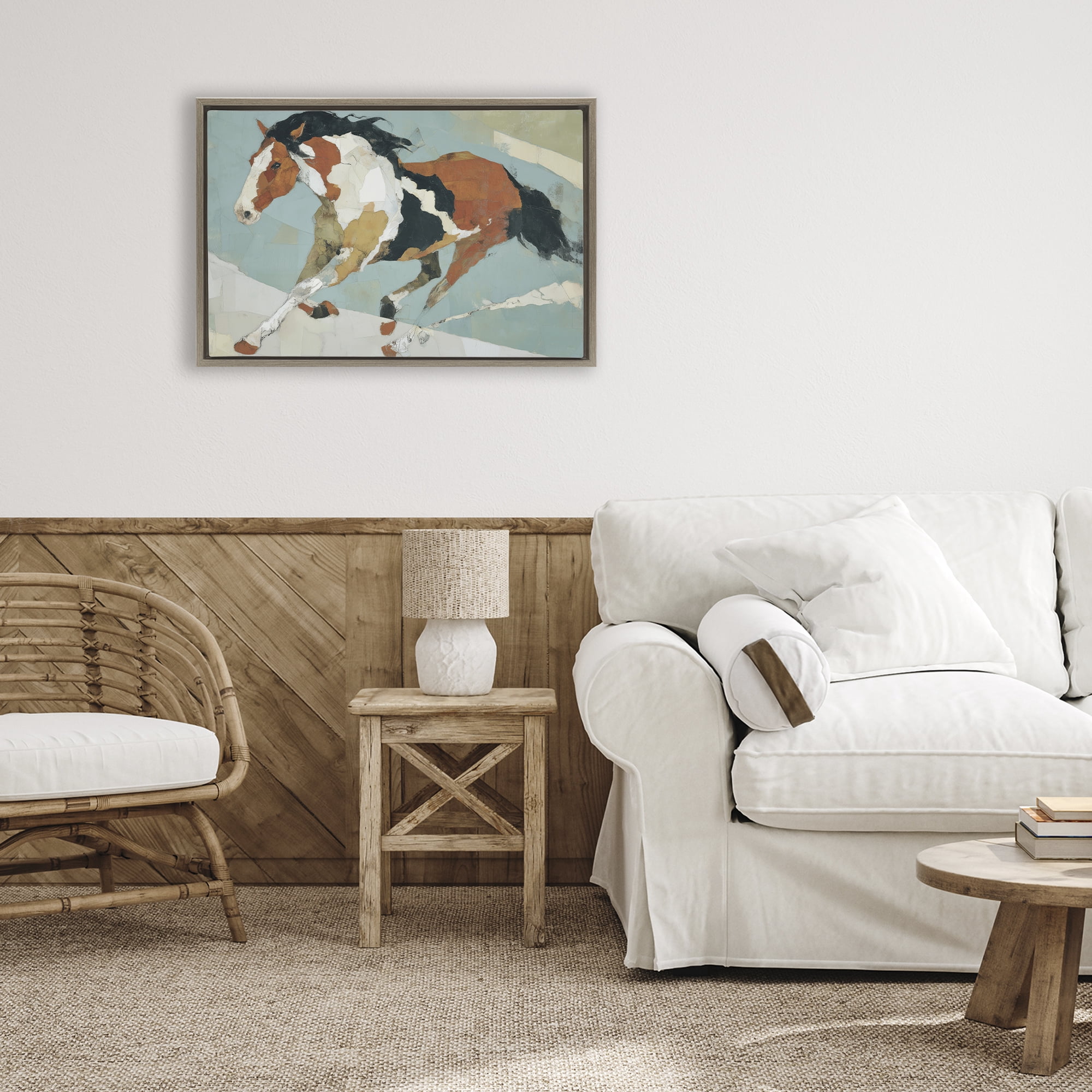 Stupell Industries Paint Horse in Motion Brown Framed Floater Canvas Wall Art, design by Chromatic Storm Studio