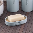 thumbnail image 6 of Chic Light Blue Polyresin Soap Dish with Draining Bamboo Insert - Versatile Soap Holder for Contemporary Home, 6 of 7