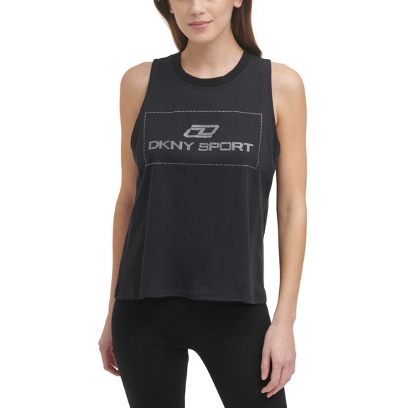 DKNY Womens Cotton Embellished Logo Tank Top
