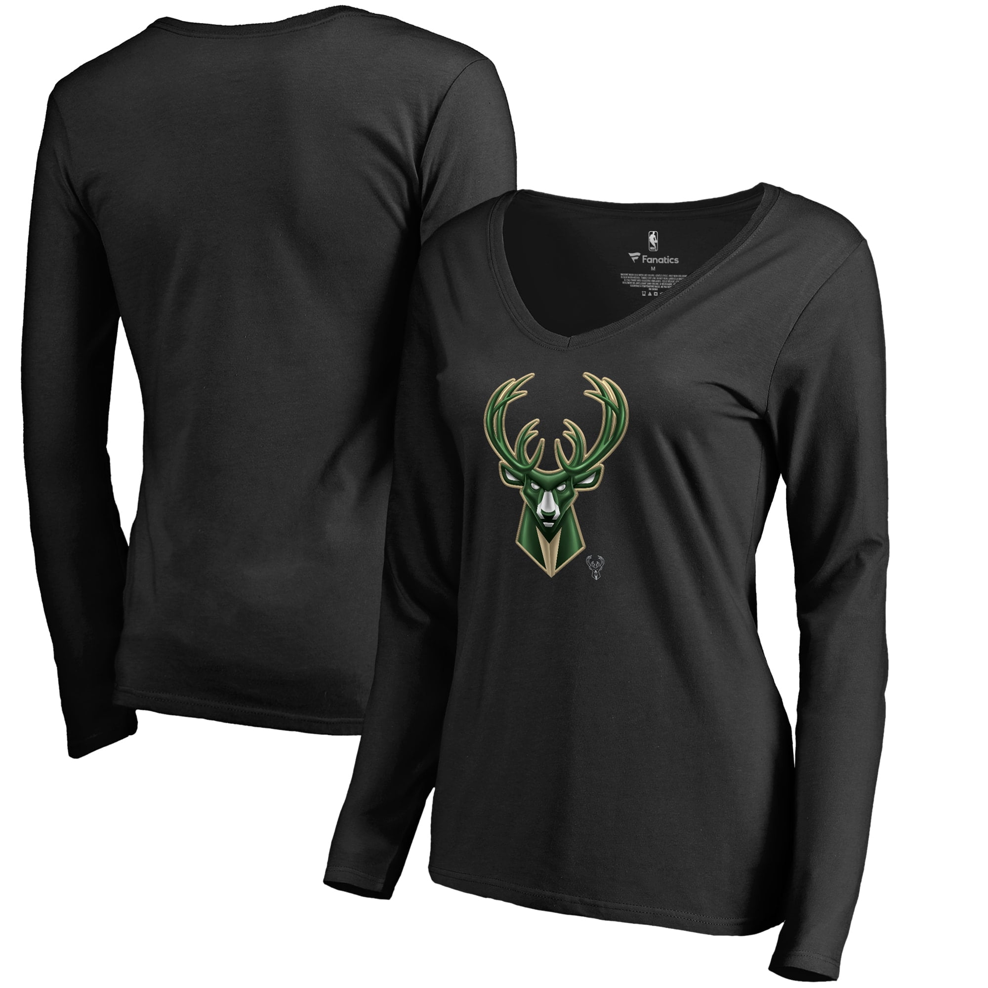 Fanatics - Milwaukee Bucks Fanatics Branded Women's Midnight Mascot Long Sleeve V-Neck T-Shirt 