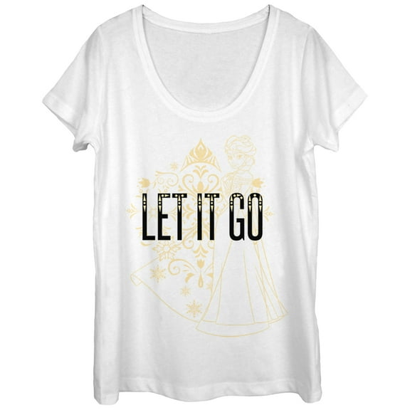 Women's Frozen Elsa Let It Go  Scoop Neck White Medium