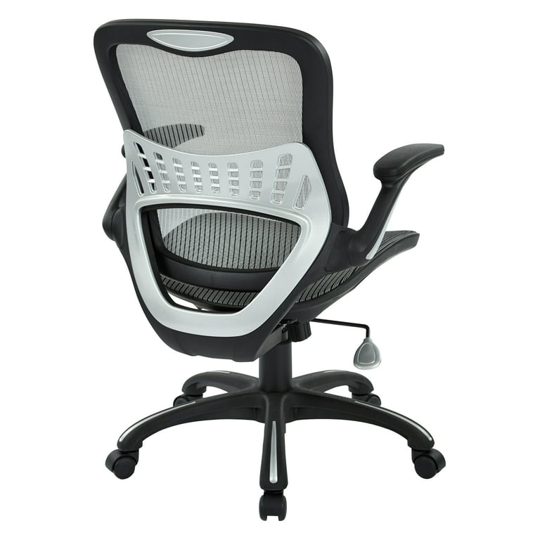 Office Star Ventilated Manager's Office Desk Chair with Breathable Mesh  Seat and Back, Black Base, Grey