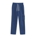 thumbnail image 3 of Arlun,Women's Wide Leg Casual Sweatpants Solid Color Loose High Waisted Drawstring Joggers Fashion Side Pocket Oversized Sports Long Pants for Fall Winter Blue XXXL, 3 of 3