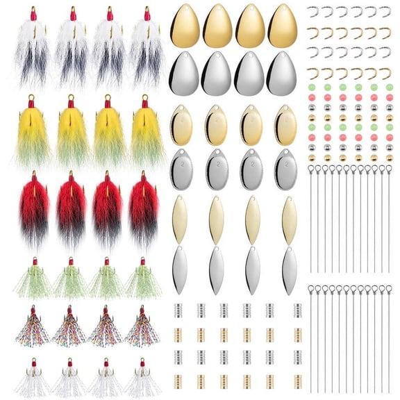 168PCS/Box Spinner Lure Making Kit Teaser Hooks Bass Freshwater DIY