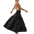 thumbnail image 6 of Boho Women's Long Skirts Summer Elastic High Waisted Casual Full Skirts Dresses with Pockets for Women Beach Fashion Black M, 6 of 9