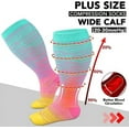 thumbnail image 2 of 3 Packs Plus Size Compression Socks Wide Calf For Women & Men 20-30 mmhg - Large Size Knee High Support Stockings For Medical, 2 of 6