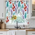 thumbnail image 3 of Swag Valance Curtains for Windows, Spring Leaves Light Filtering Kitchen Curtains with Rod Pocket, Watercolor Leaf Botanical Nature Light Blue Window Treatment Valances, 36x63 - 2 PCS, 3 of 9