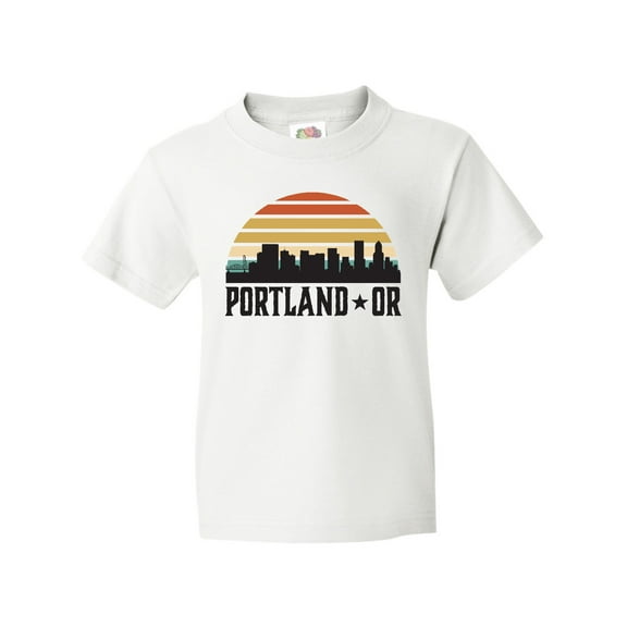 Inktastic Portland Oregon Skyline Retro Sunset Youth T-Shirt
