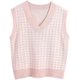 thumbnail image 1 of Suéter de punto con patrón de pata de gallo para mujer, chaleco sin mangas, suelto, con cuello en V, estilo años 90 Ormromra  WMZY-697-15, 1 of 1