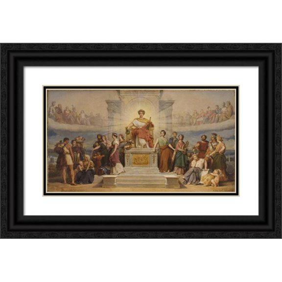 François-Edouard Picot 24x15 Black Ornate Framed Double Matted Museum Art Print Titled: The Triumph of the City of Paris (1842)