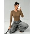 thumbnail image 5 of MOYIKO Crewneck Long Sleeve Body Suits Womens Slim Fitted Tight Basic Tops, 5 of 7