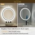 thumbnail image 3 of TETOTE Round Led Lighted Bathroom Mirror Matte Black Frame 30 Inch Front and Backlit Circle Round Light up Vanity Mirror with Lights, 3 Color Illuminated Dimmable Anti Fog Wall Mount, IP54 CRI 90+, 3 of 8