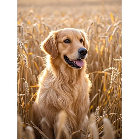 Golden Retriever Diamond Painting DIY Kit 5D Diamond Art Full Round Drill Beads by Number Stitch Handmade Arts and Crafts for Living Room Bedroom Home Wall Decor 12x16 inch