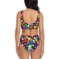 thumbnail image 3 of Wukai Easter Eggs2 Women's Bikini Set Two Piece,wimsuit High Waisted V Neck Twist Front Adjustable Spaghetti Straps Bathing Suit-, 3 of 7