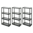thumbnail image 1 of Gracious Living Unité de Rangement Légère à 4 Tablettes à Hauteur Fixe, Noire (Lot de 3), 1 of 12