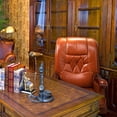 thumbnail image 2 of Kinnls Evan Massage Office Chair with Footrest Genuine Leather Vintage Managerial Executive Chair Fully Reclining with Solid Wood Handrail,Adjustable Tilt Back Angle (Massage Chair-Black), 2 of 11