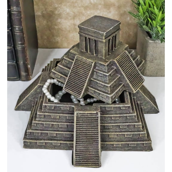 Mesoamerican Aztec Pyramid Of The Sun And Moon Decorative Jewelry Box Figurine