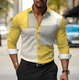 thumbnail image 1 of Camisa estampada casual a rayas con bloques de color para hombre ropa de trabajo al aire libre uso diario camisa de manga larga con solapa de primavera y verano, 1 of 6