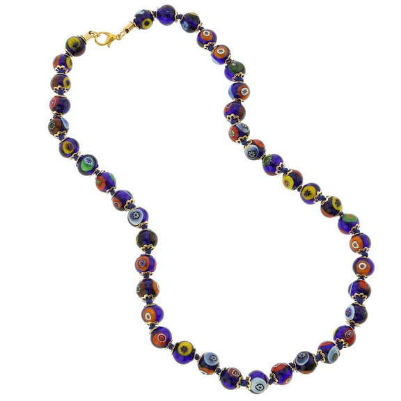 GlassOfVenice Murano Glass Mosaic Necklace - Blue