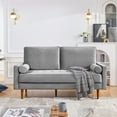 thumbnail image 2 of HomeStock Coastal Cool 69" Wide Upholstered Two Cushion Sofa with Bolster Pillows in Grey Velvet, 2 of 10