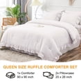 thumbnail image 6 of LUCKYBULL White Double Ruffle Comforter Set Queen Size (90x90 Inch), 3 Pcs Farmhouse Vintage Comforter Set (1 Ruffled Comforter and 2 Pillowcase), Rustic All Season Down Alternative Bedding Set, 6 of 7
