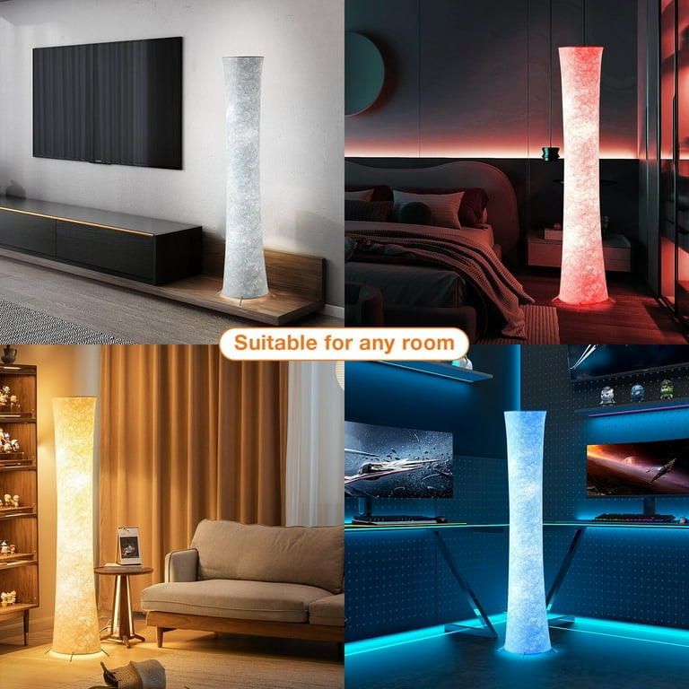LED Floor Lamp, RGB Dimmable 61'' Lamps with Remote & App, Sync