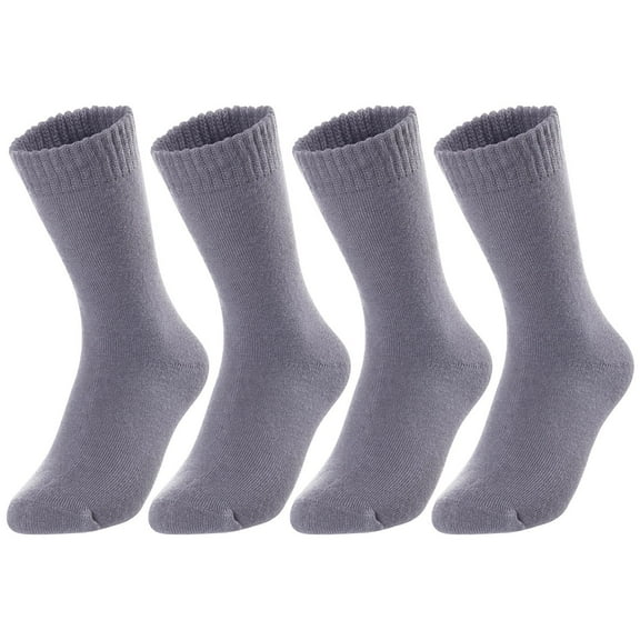 4 Pairs Children's Wool Socks for Boys and Girls. Durable, Sweat Resistant Colored Crew Socks Perfect for All Season LK0601 Size 6Y-8Y Grey
