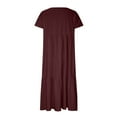 thumbnail image 4 of Kiplyki Women's Summer Flowy Dresses Looes V-Neck Short Sleeve Long Solid Pleated Dresses, 4 of 6