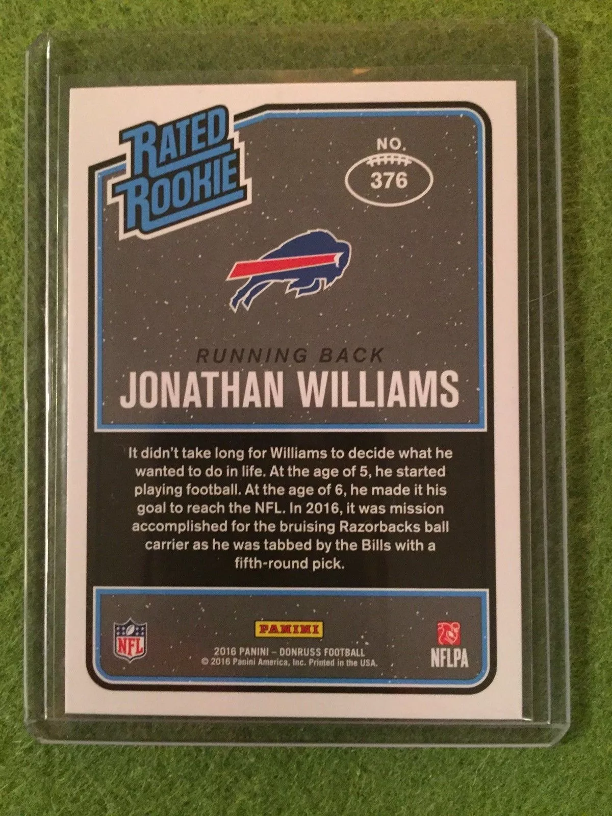 JONATHAN WILLIAMS ROOKIE PRESS PROOF RC BLACK CARD /10 SSP NFL Football RC Bills