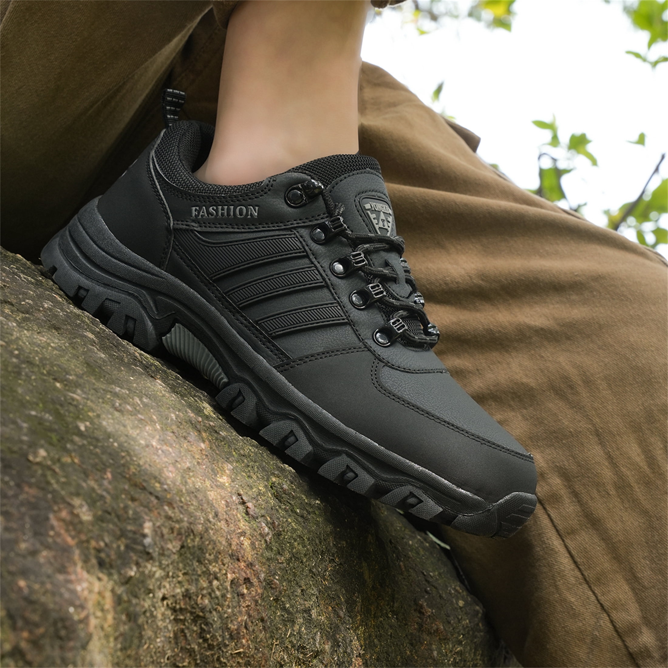 YOURDIARY Mens Hiking Shoes Outdoor Trekking Boots Anti-Slip Waterproof Comfortable Camping Trail Shoes
