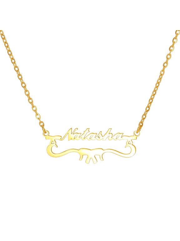 Personalized Name Necklace,Custom Name Necklace Stainless Steel Jewelry Custom Heart-shaped Bow Necklace Women Customized Gift for Her