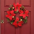 thumbnail image 3 of Gcvizuso Christmas Wreath, Christmas Wreaths for Front Door, Christmas Flower Wreath, Red Festive Wreath, Shopping Mall Window Decorations, Christmas Decorations, 3 of 6