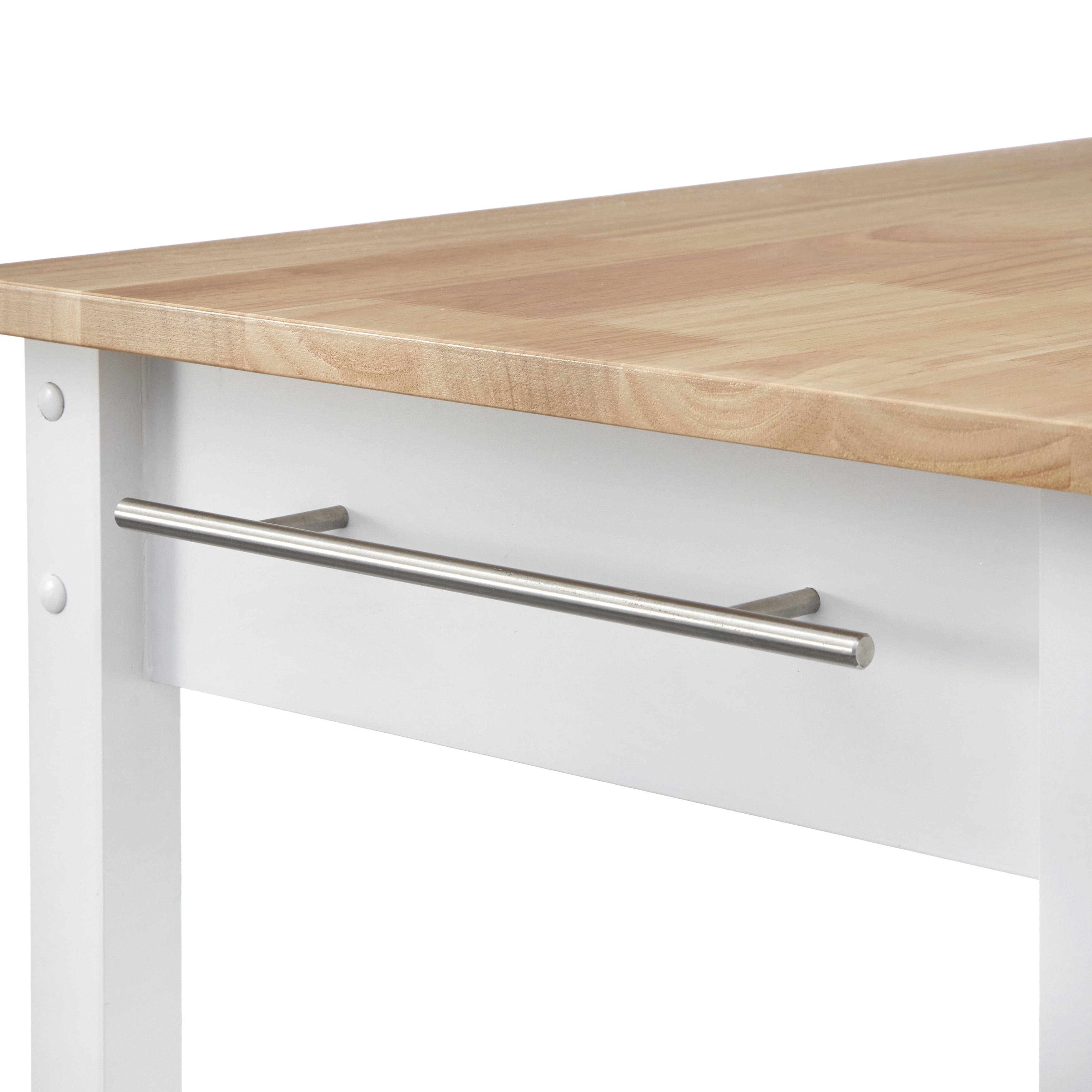 TMS Rubin Kitchen Island with Drawer, White/Natural